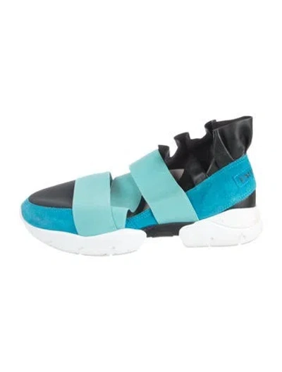 Pre-owned Pucci Suede Graphic Print Sneakers In Blue