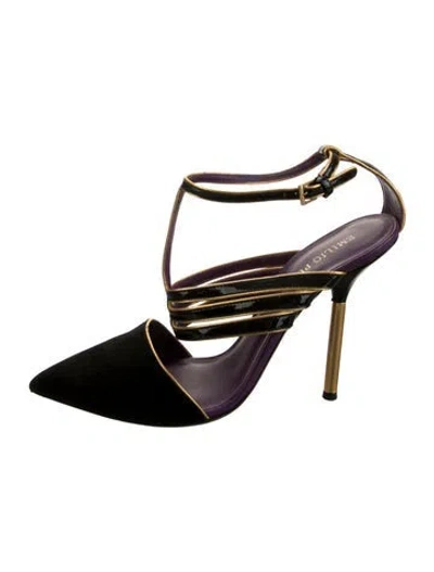 Pre-owned Pucci Suede Leather Trim Embellishment Pumps In Black