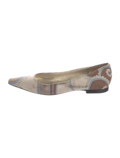 Pre-owned Pucci Suede Patterned Flats In Neutrals