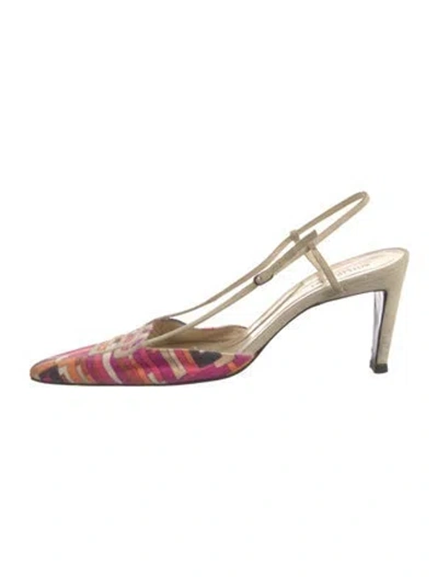 Pre-owned Pucci Suede Printed Slingback Pumps In Pink