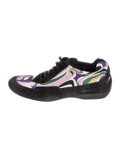 Pre-owned Pucci Suede Printed Sneakers In Black