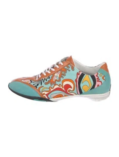 Pre-owned Pucci Suede Printed Sneakers In Blue