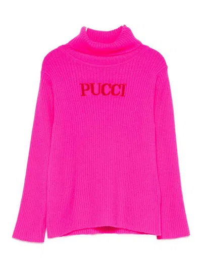 Pucci Kids' Cute Wolf With Logo In Pink
