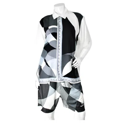 Pre-owned Pucci Supreme X Emilio  "fantasia" Matching Shirt & Short Set Ss21 In Gray