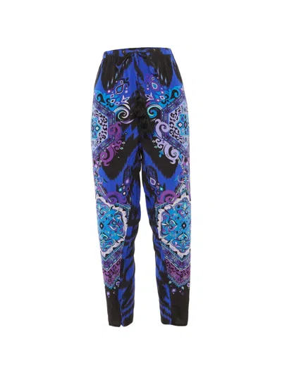 Pre-owned Pucci Suzani-print Silk Trousers In Blue