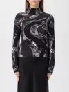 Pucci Wool Turtleneck Sweater With Print Knitwear Black In Multi