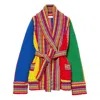 Pucci Colorblocked Striped Wool Wrap Cardigan In Red