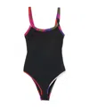 Pucci One Piece Swimsuit With Printed Edges In Black