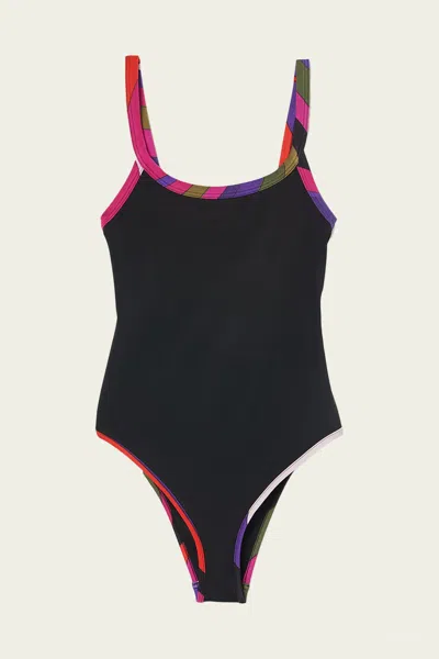 Pucci Swimsuit With Printed Trim In Nero In Black