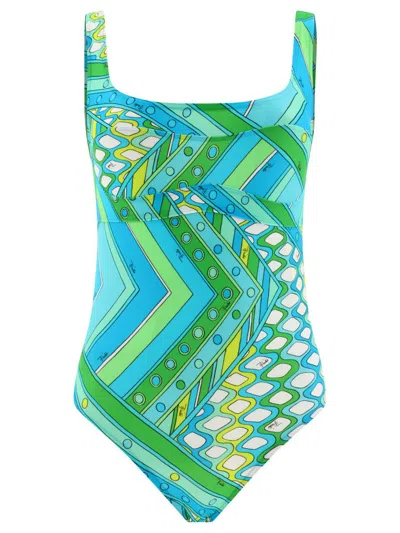 Pucci Swimsuit With Vivara-print In Blue