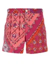 Pucci Floral Pattern Swim Trunks And Pockets In Red