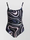 Pucci Swirl Pattern One-piece Swimsuit With Scoop Neckline In Multi