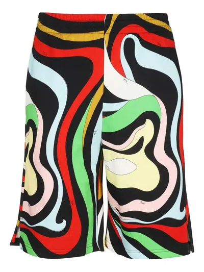 Pucci Swirl-print Elastic-waist Shorts In Multi