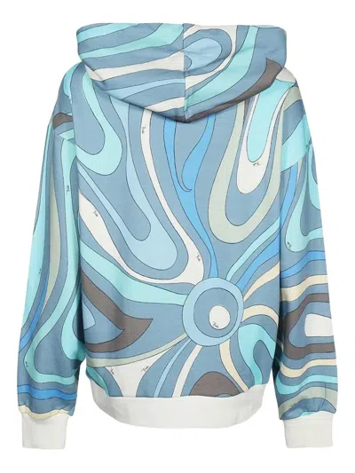 Pucci Swirl-print Hoodie In Blue