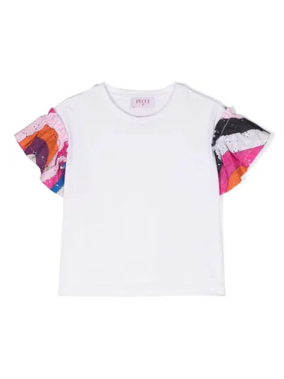 Pucci Kids' T-shirt Con Ruches In White
