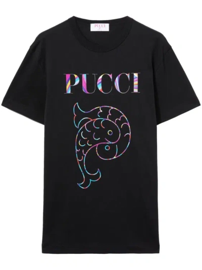 Pucci T-shirt Logo-print Black