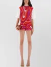 Pucci T-shirt With Colorful Iris Print And Crew Neck In Red