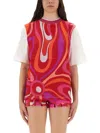 Pucci T-shirt With Colorful Iris Print And Crew Neck In Red