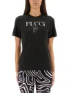 Pucci Crewneck Short Sleeve T-shirt With Regular Fit In Black