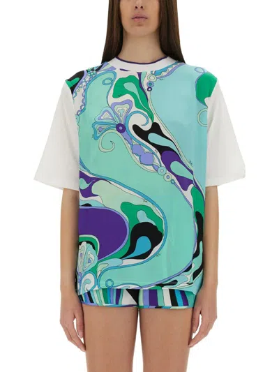 Pucci Cotton T-shirt With Orchid Print