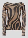 Pucci Marmo Tulle Top In Brown