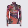 Pucci Abstract-print Turtleneck Sheer Top Clothing In Pink