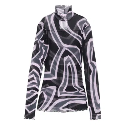 Pucci Abstract-print Mesh Top In Black
