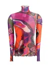 Pucci Tulle Top With Geometric Print In Multi