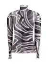 Pucci Tulle Top With Labyrinth Print In Multi
