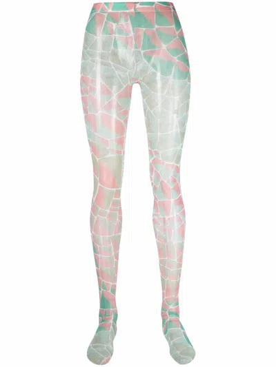 Pucci Tartuca-print Tights In Blue