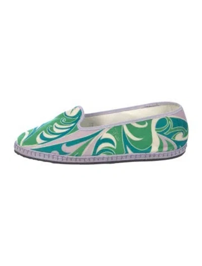 Pre-owned Pucci Terry Cloth Patterned Espadrilles In Green