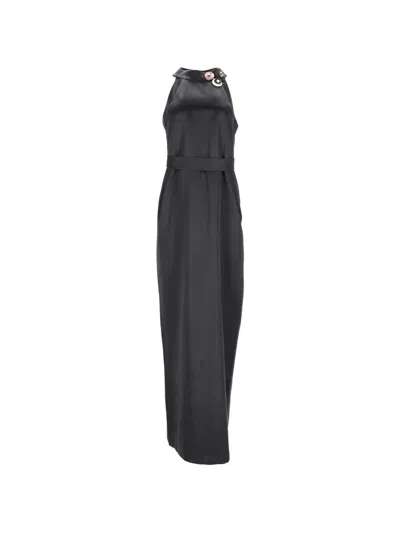 Pre-owned Pucci The Emilio Halter-neck Embellished Maxi Dress In Black
