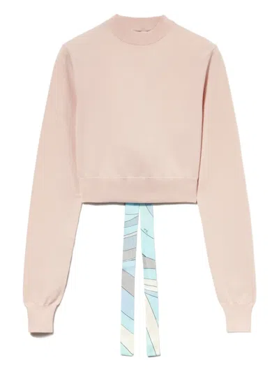 Pucci Tie-back Long-sleeve Top