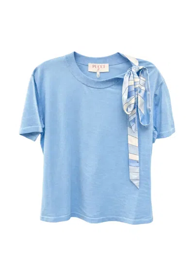 Pucci Tie Detail T-shirt In Blue