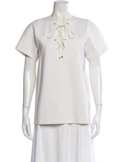 Pre-owned Pucci Tie Neck Short Sleeve Top In Neutrals
