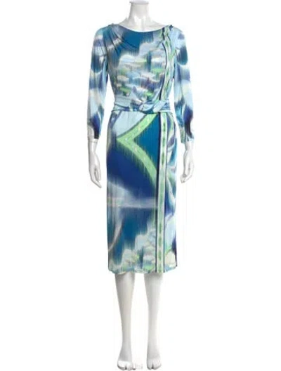 Pre-owned Pucci Tie-dye Print Knee-length Dress In Blue