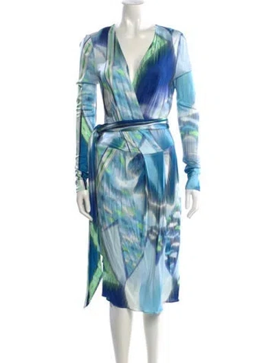 Pre-owned Pucci Tie-dye Print Midi Length Dress In Blue