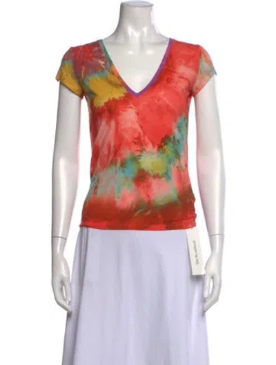 Pre-owned Pucci Tie-dye Print V-neck T-shirt In Multicolor