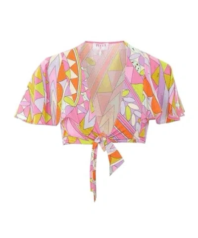 Pucci Geometric-print Tie-fastening Top In Multi