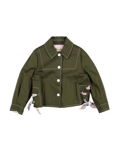 Pucci Babies'  Toddler Girl Denim Outerwear Military Green Size 6 Cotton, Viscose