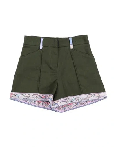 Pucci Babies'  Toddler Girl Shorts & Bermuda Shorts Military Green Size 4 Cotton, Viscose