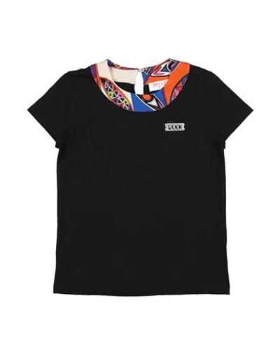 Pucci Babies'  Toddler Girl T-shirt Black Size 4 Cotton, Viscose, Elastane, Polyester