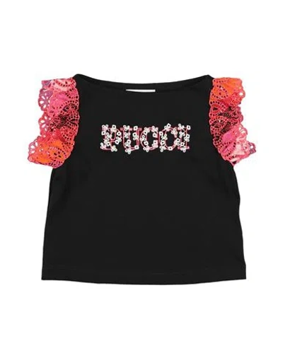 Pucci Babies'  Toddler Girl T-shirt Black Size 6 Cotton, Polyester