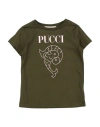 Pucci Babies'  Toddler Girl T-shirt Military Green Size 6 Cotton