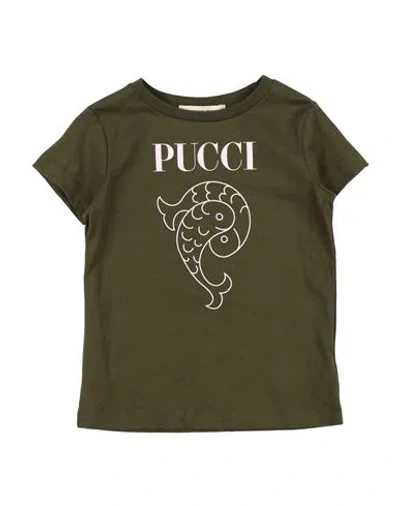 Pucci Babies'  Toddler Girl T-shirt Military Green Size 6 Cotton