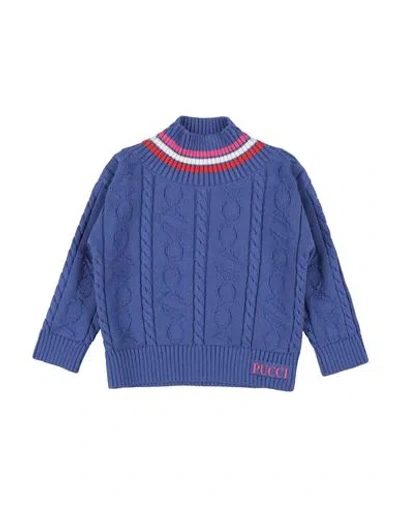Pucci Babies'  Toddler Girl Turtleneck Purple Size 6 Cotton, Cashmere In Blue
