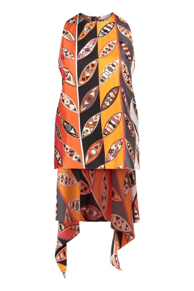Pucci Top Asymmetric With Lively Geometric Pattern In Multi