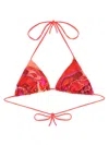 Pucci Printed Lycra Triangle Bikini Top In Multicolour