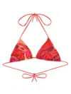 Pucci Printed Lycra Triangle Bikini Top In Multicolour