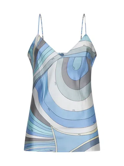 Pucci Top In Sky Blue,grey